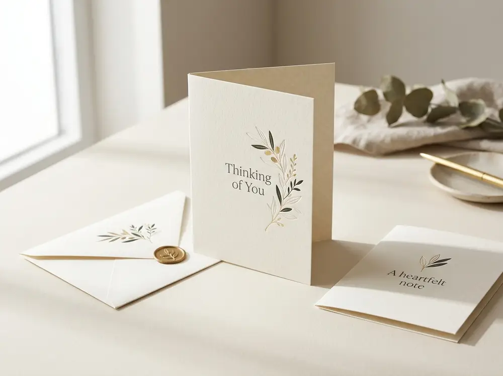 A folded greeting card with an envelope and wax seal